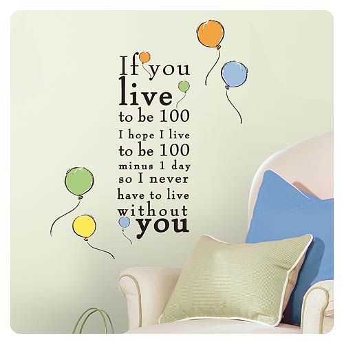 Winnie the Pooh Live to be 100 Peel and Stick Wall Decals